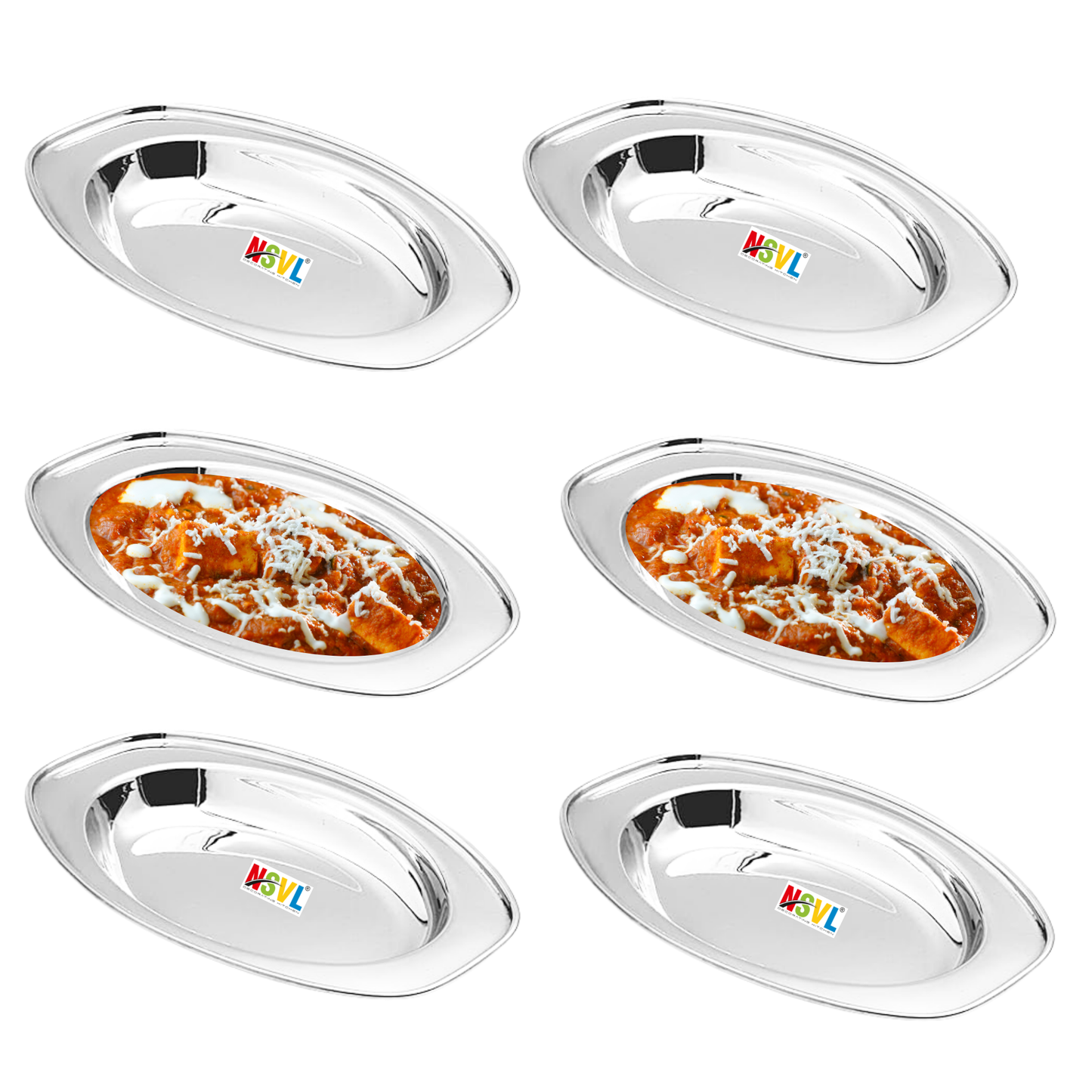 Stainless Steel Serving Plate |Oval Plate|Rice Plate|Dahi Plate|Chat Plate|Subzi Plate