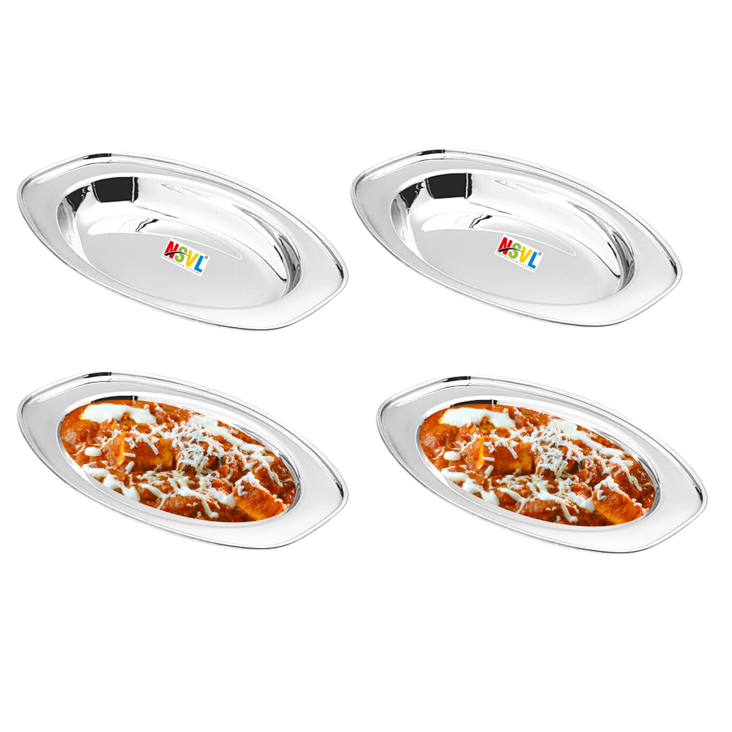 Stainless Steel Serving Plate |Oval Plate|Rice Plate|Dahi Plate|Chat Plate|Subzi Plate