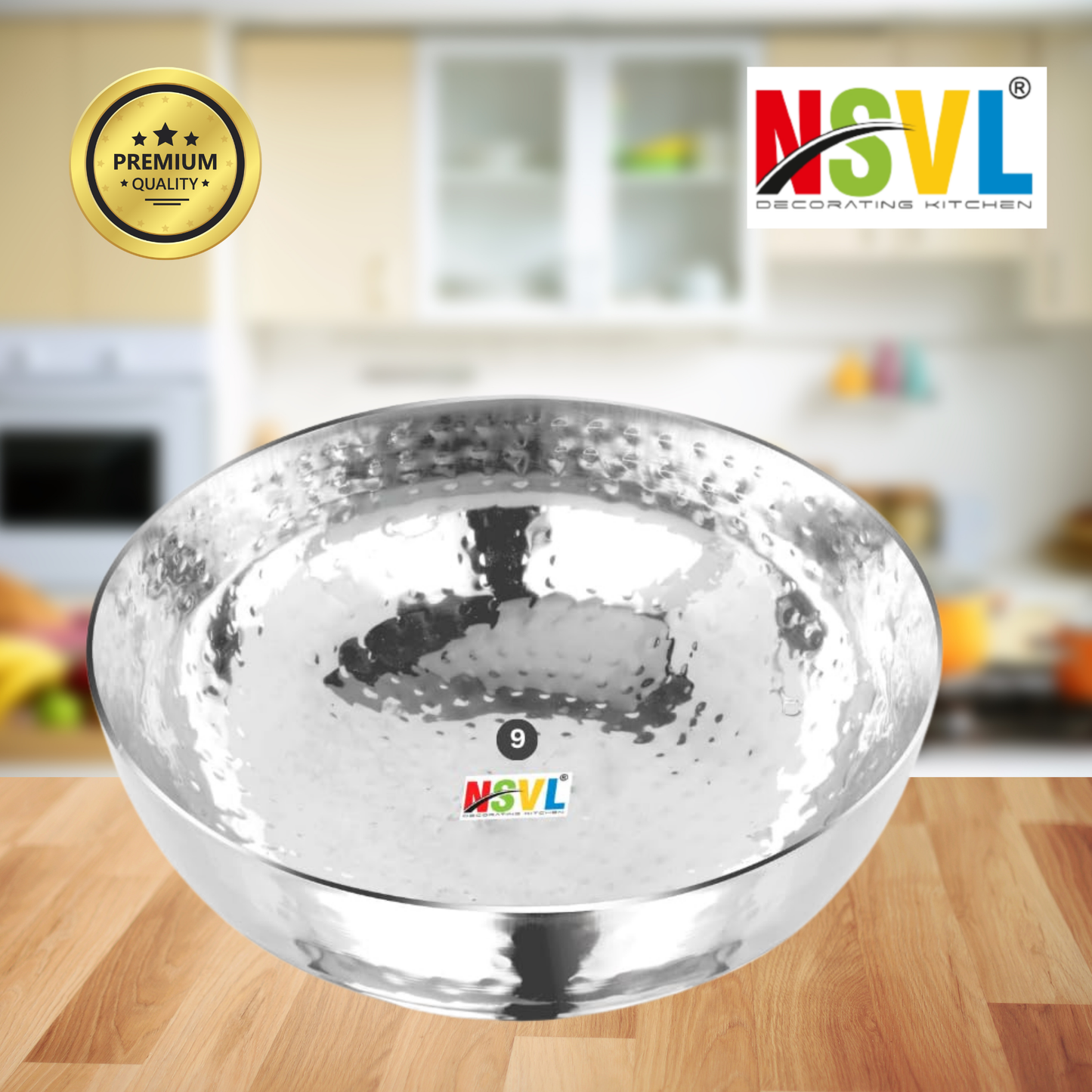 NSVL Stainless Steel Hammered Tasla/Heavy Bottom Cookware/Kadhai/Kadai for Kitchen/Utensils for Cooking, Deep Frying