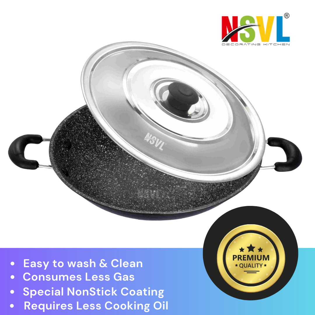Nsvl Non-Stick Appa Chetty, Aluminium Appachatty, 23cm Diameter, Appachatti, Gas Compatible