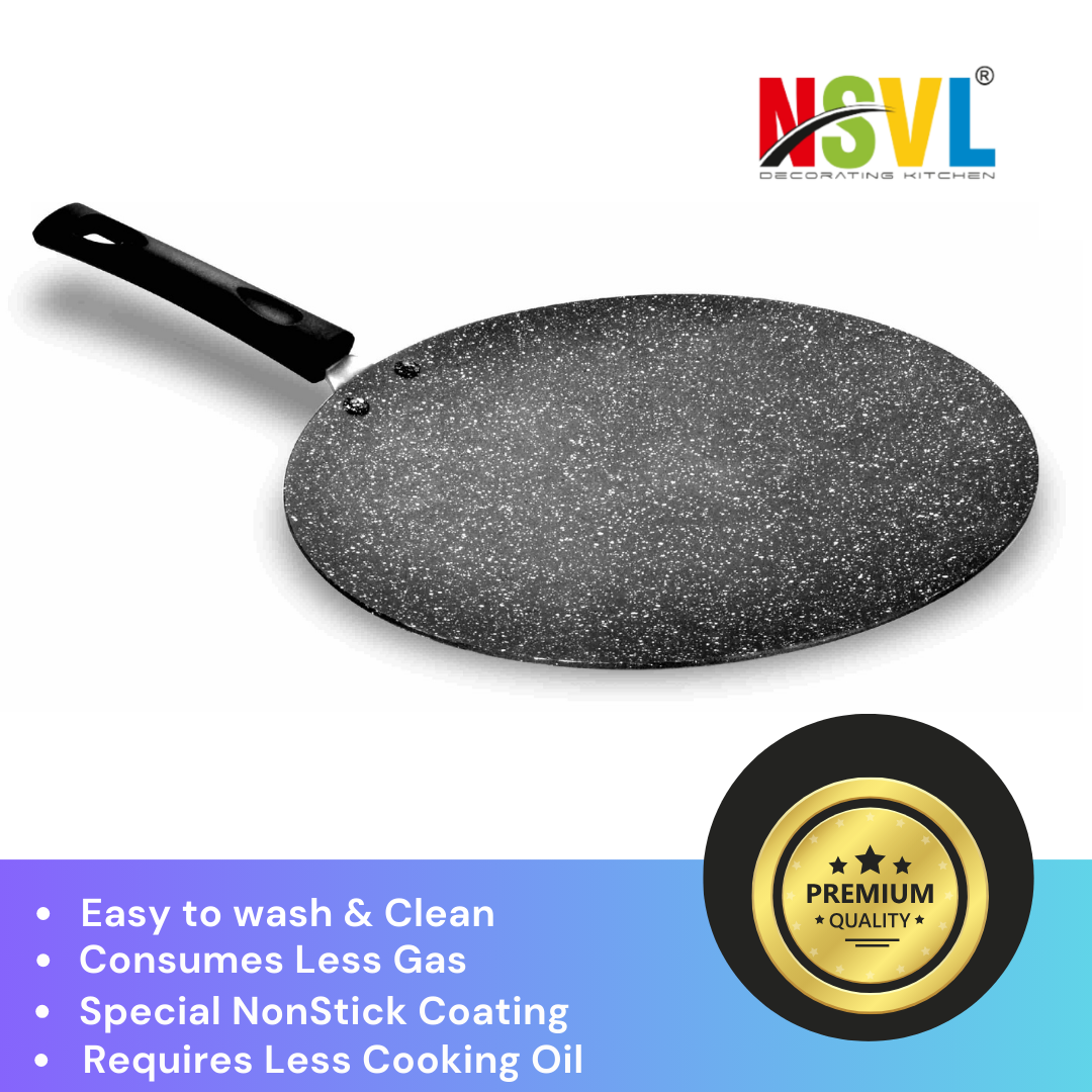 NSVL Non-Stick Concave Tawa , Roti Tawa , Nonstick Flat Tawa for Roti , Non-Stick Coating, 26.5cm Nonstick Chapati Tawa