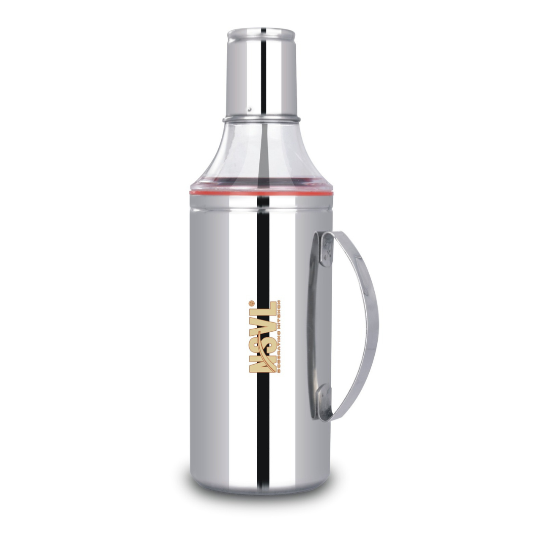 Nsvl Stainless Steel Oil Dispenser with Nozzle 1 Litre (1000 ml) | Oil Container | Oil Pourer | Oil Pot | Oil Can| Oil Bottle with Handle