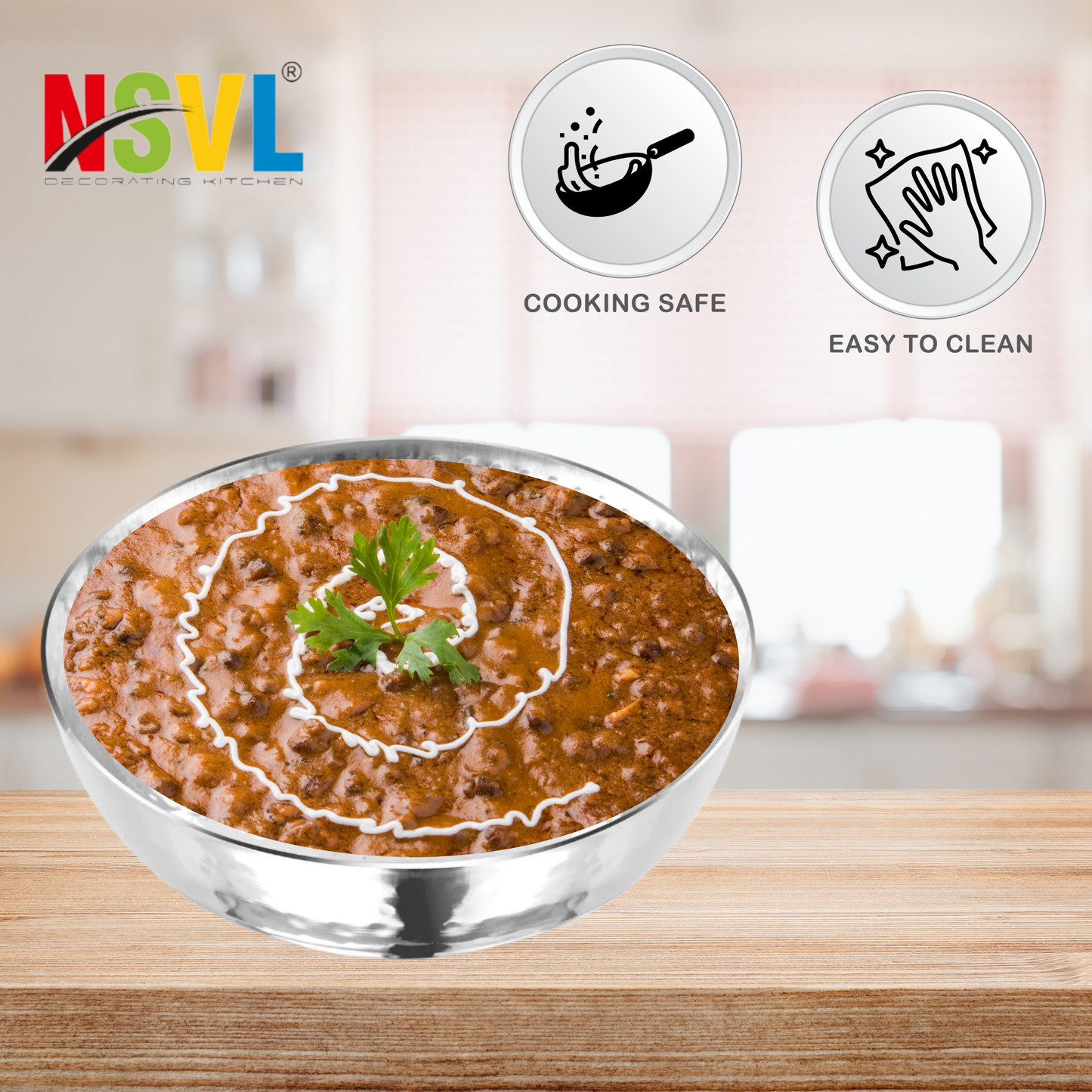 NSVL Stainless Steel Hammered Tasla/Heavy Bottom Cookware/Kadhai/Kadai for Kitchen/Utensils for Cooking, Deep Frying