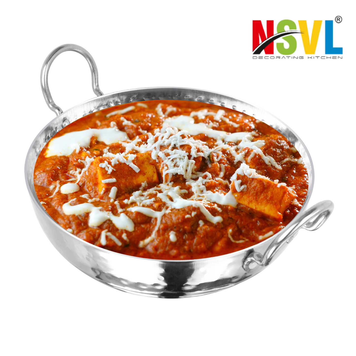NSVL Stainless Steel Hammered Tasla/Heavy Bottom Cookware/Kadhai/Kadai for Kitchen/Utensils for Cooking, Deep Frying