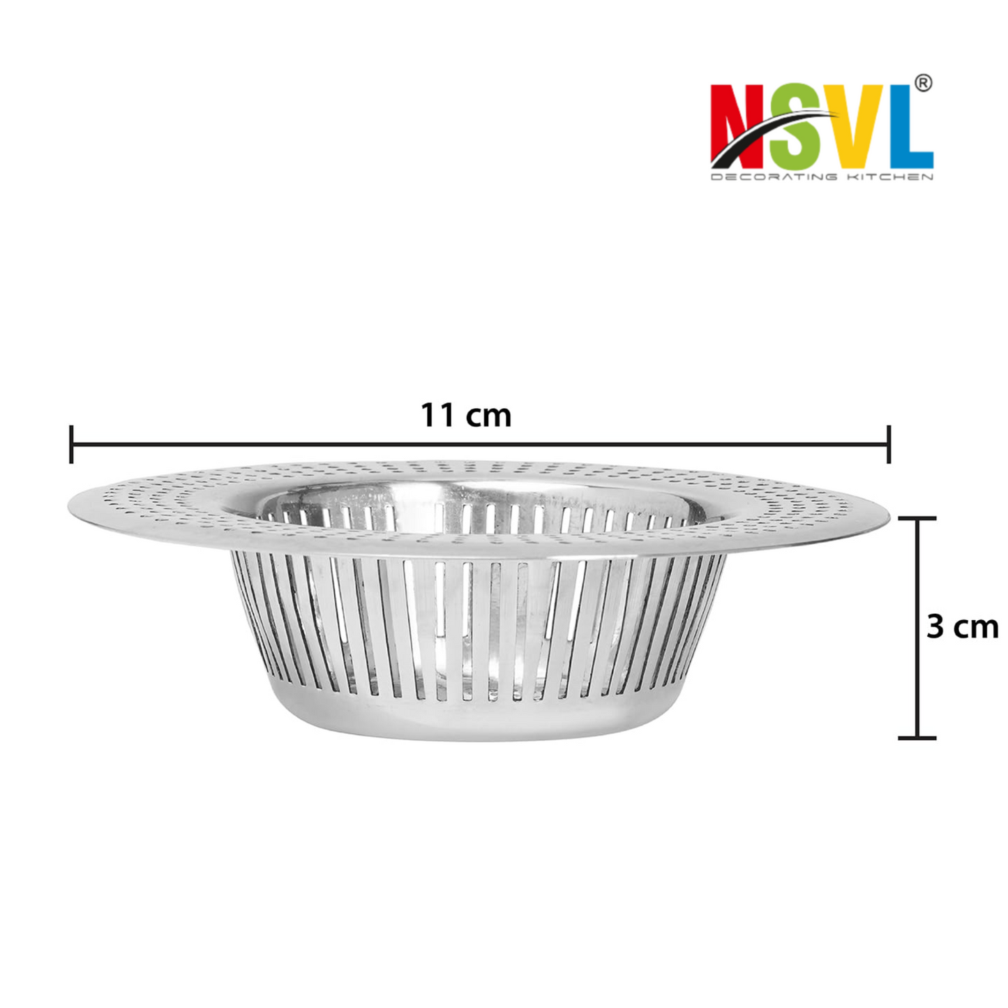 NSVL 2PC Sink Strainer High Flow One-Piece Slice Cut Design Ultra Fast Drainage No Clogging Kitchen Sink Drain Stopper Basin Basket Filter-SS Sink Jali