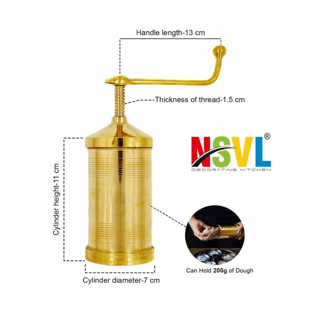 NSVL Brass Indian Made Sevanazhi Chakli Press / Sancha / Murukku / Gathiya / janthikulu / Idiyappam Maker Machine with 6 Different Jalis