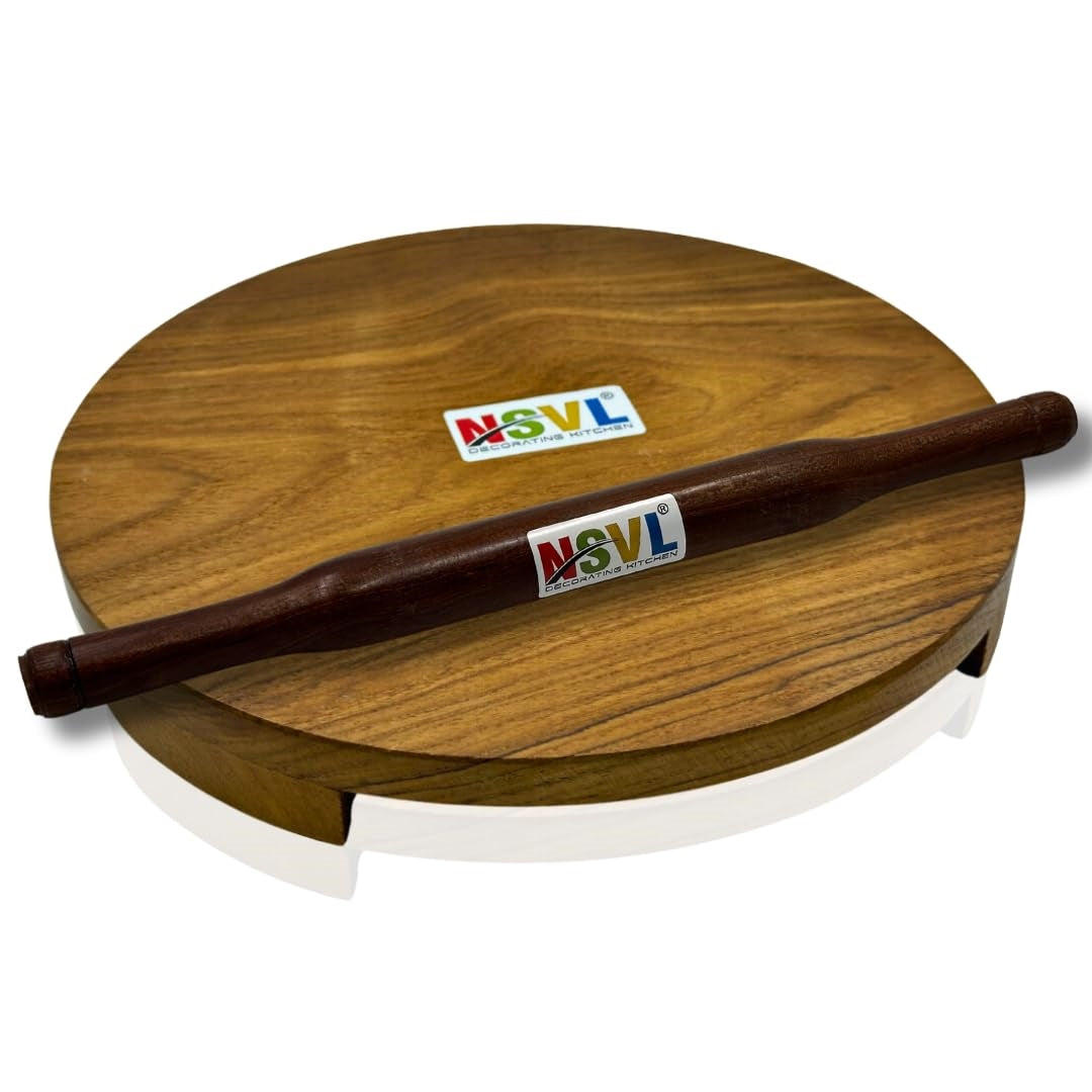 NSVL Sagwan Polpat Chakla Roti Chapati Maker 25 cm with Anjan Wood Roti Belan Rolling Pin 35 cm (Sagwan Polpat with Anjan Wood Belan)