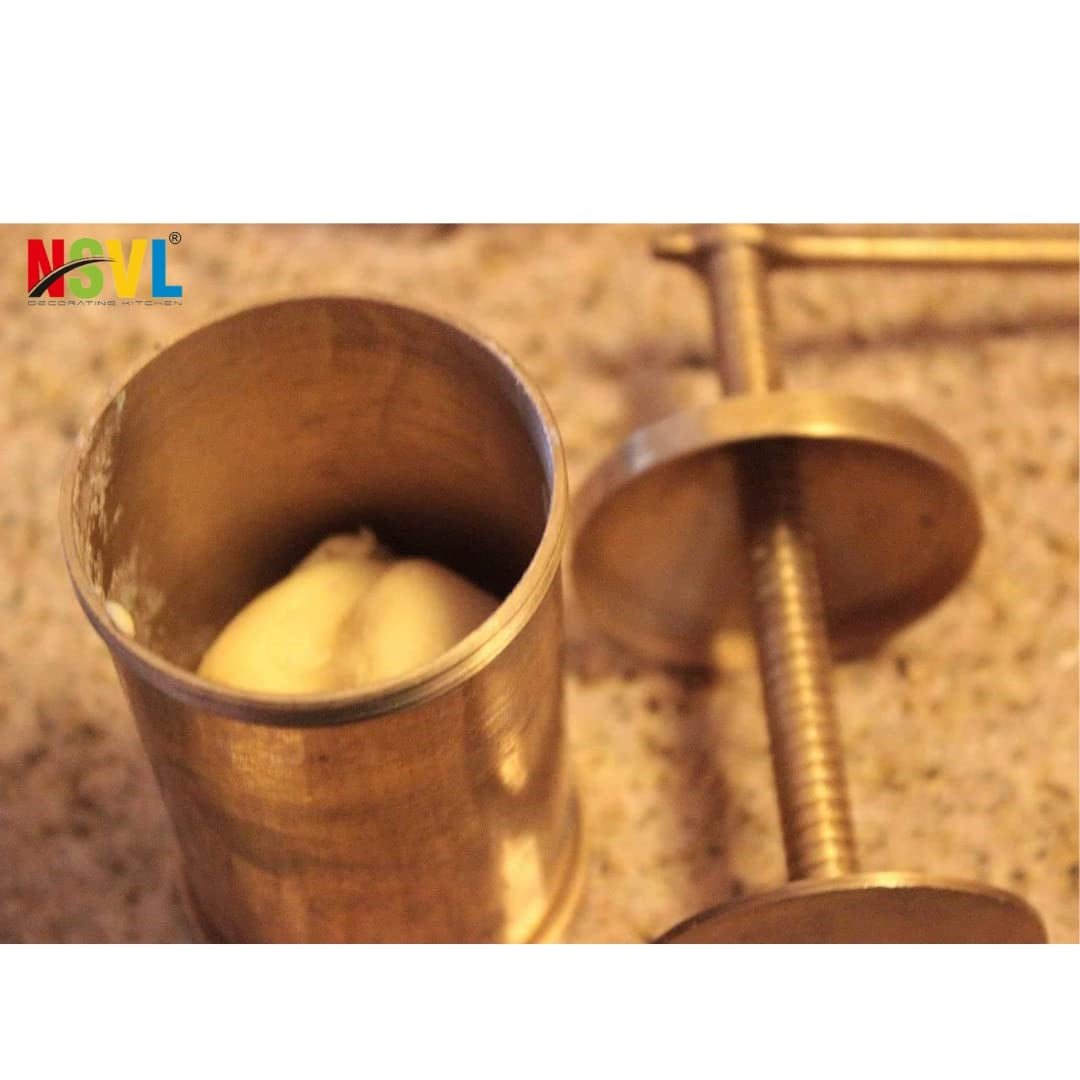 NSVL Brass Indian Made Sevanazhi Chakli Press / Sancha / Murukku / Gathiya / janthikulu / Idiyappam Maker Machine with 6 Different Jalis