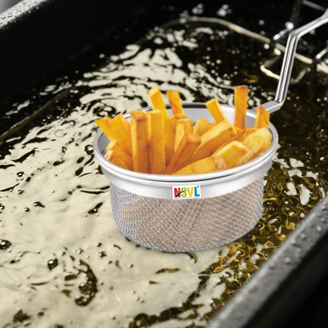 Nsvl Stainless Steel French Fries Basket, Potatoes Chips Mesh Food Stainer, Suitable for Kitchen Restaurant Party Barbecue Strainer Baskets