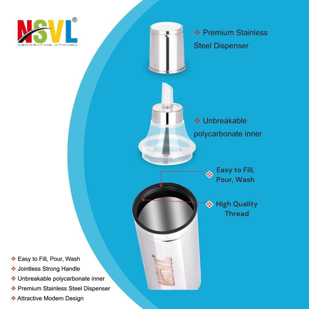 Nsvl Stainless Steel Oil Dispenser | Oil Container | Oil Pourer | Oil Pot | Oil Can| Oil Bottle