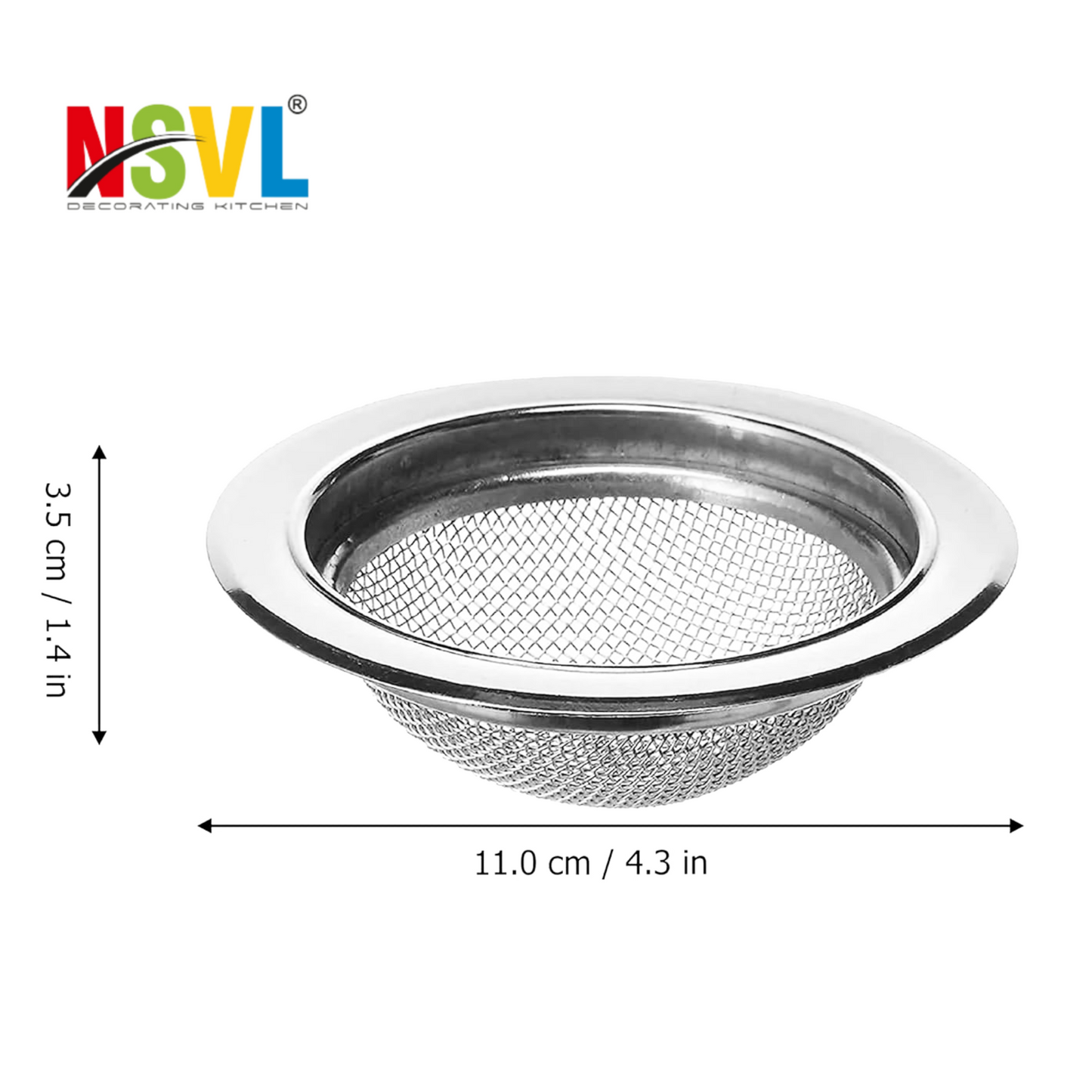 NSVL 2 PC Stainless Steel Kitchen Sink Strainer, Jali, Net, Wash Basin Filter, Stopper, Bathroom Drain Cover