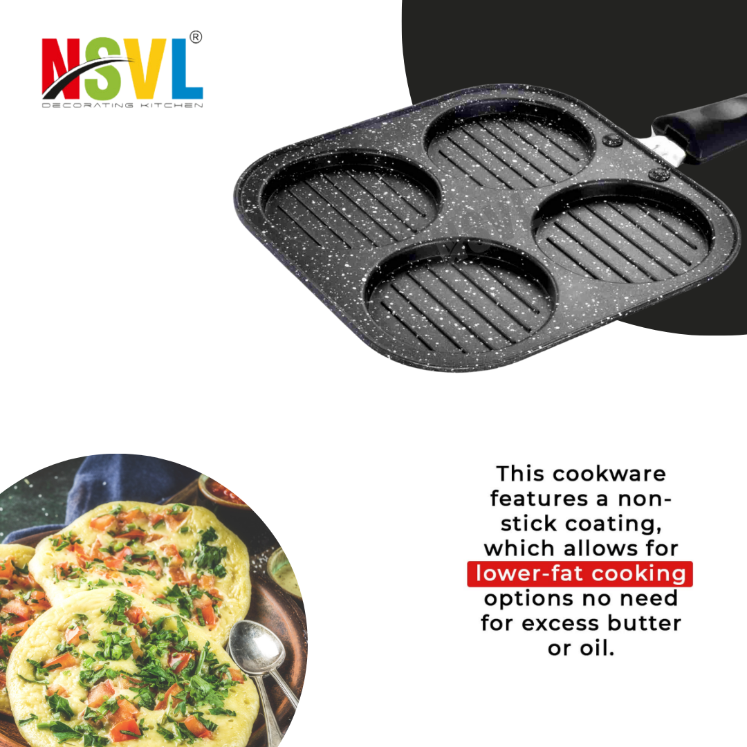 NSVL Non Stick Grill Pan & Mini Uttapam Pan Tawa Aluminum Multi Snack Maker / 2 pc Combo