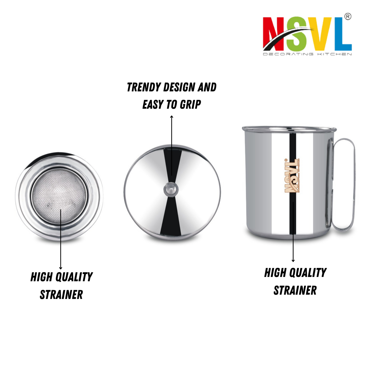 NSVL Stainless Steel Multipurpose Oil & Juicer Pot With Strainer, 1000 ML