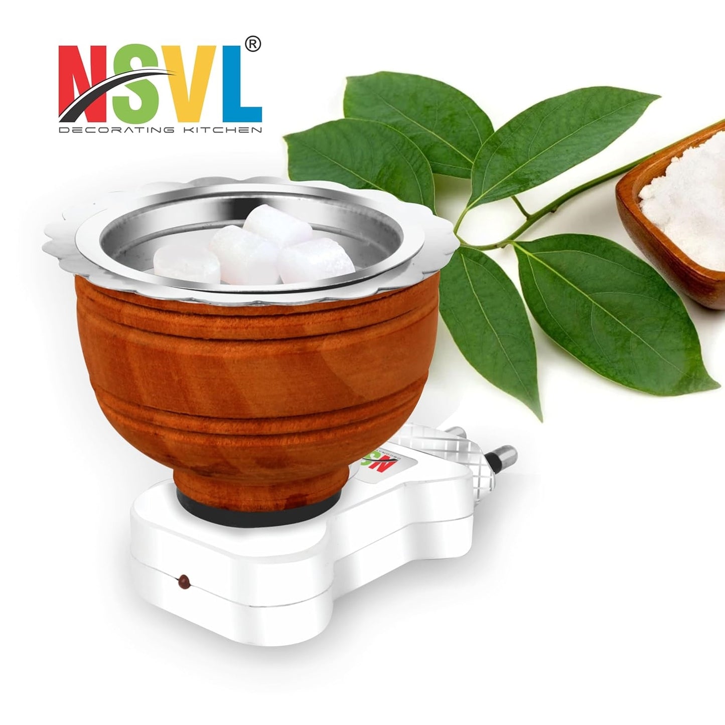 NSVL 2PC Electric Direct Plug-in Wooden Incense Bakhoor Burner Kapoor Dani Camphor Diffuser for Fragrance Positive Energy Pooja, Incense Burner, Bakhoor dani