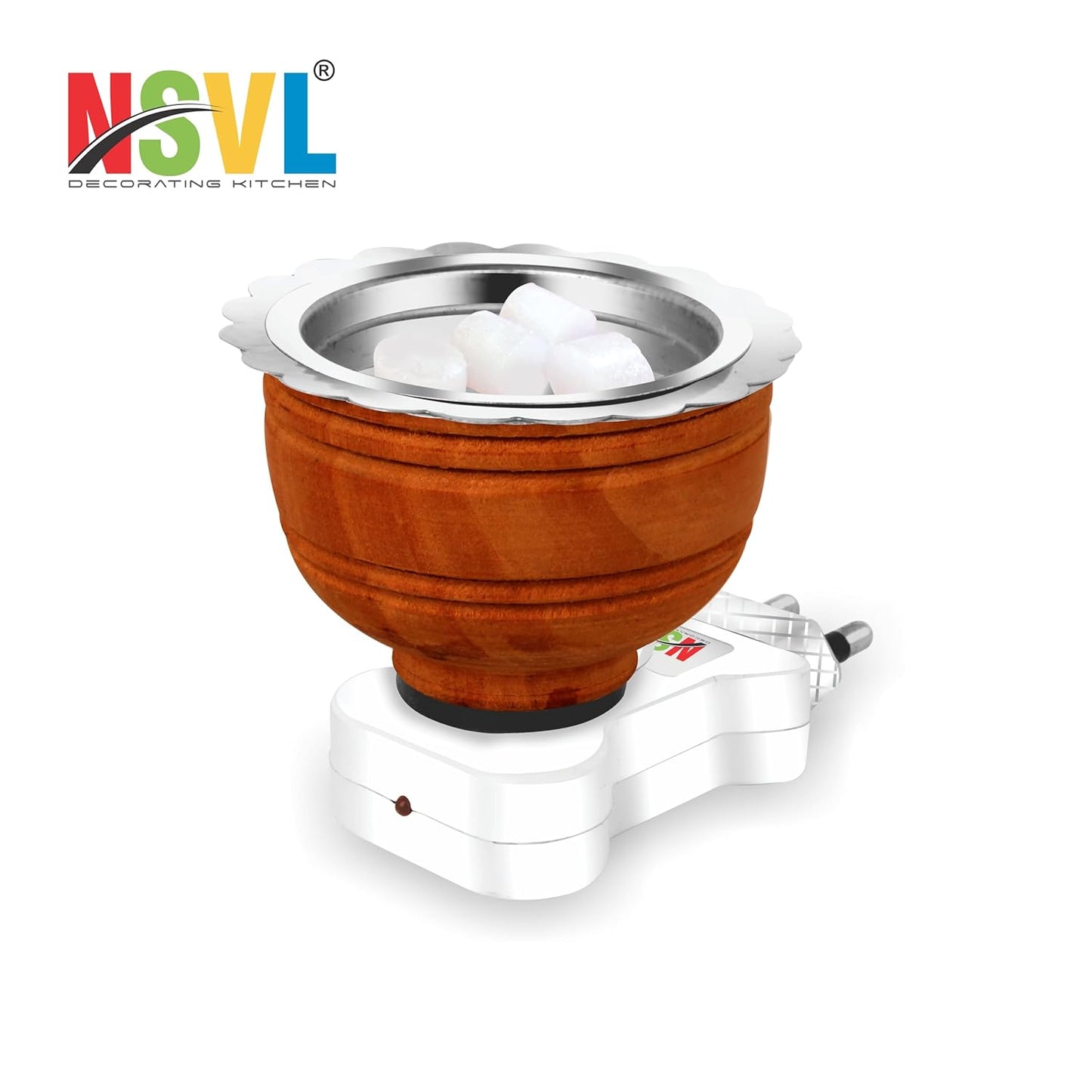 NSVL 2PC Electric Direct Plug-in Wooden Incense Bakhoor Burner Kapoor Dani Camphor Diffuser for Fragrance Positive Energy Pooja, Incense Burner, Bakhoor dani