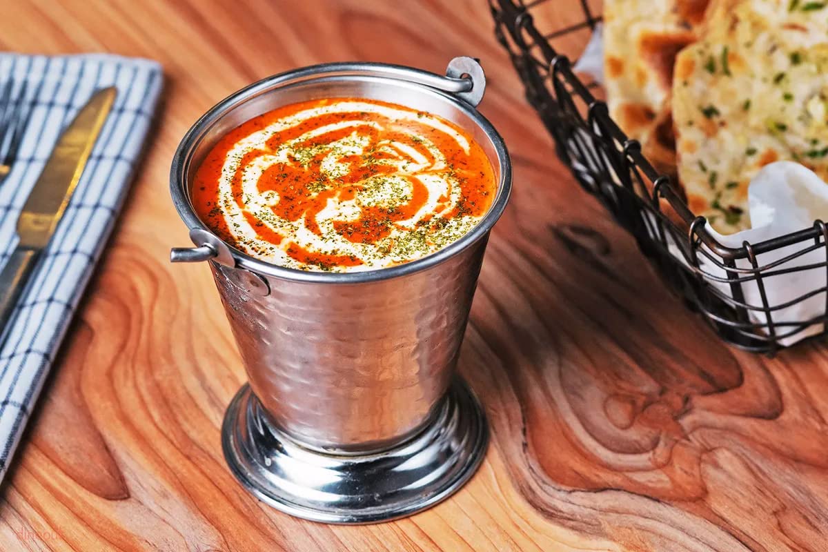 NSVL Mini Serving Hammered Serving Bucket for Dining Table | Mini Bucket for Serving Dal | Kitchen Stainless Steel Bucket | Small Bucket, 600 ml