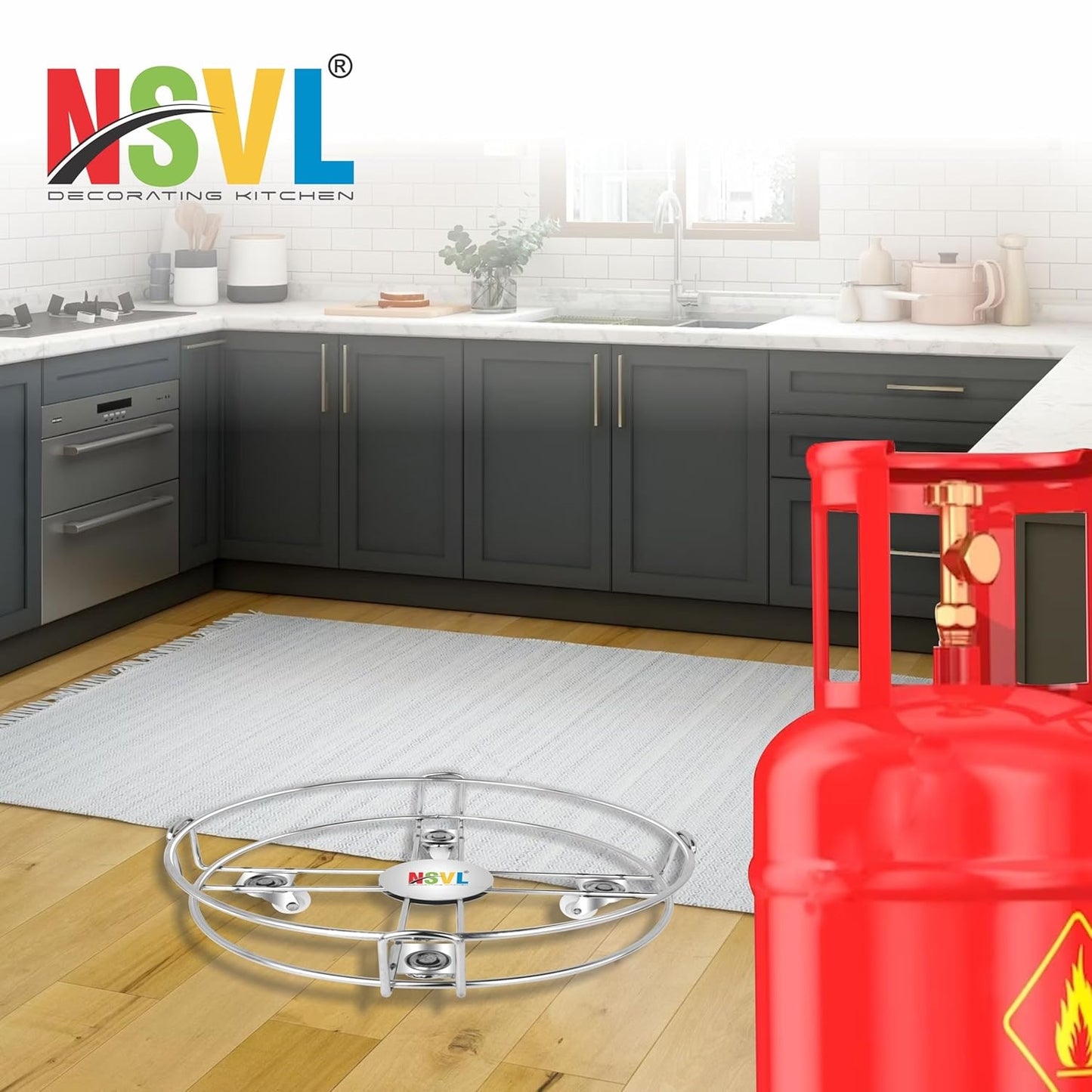 Nsvl Heavy & Strong Stainless Steel Cylinder Trolley with Wheels Gas Trolly/LPG Cylinder Stand Gas Cylinder Trolley