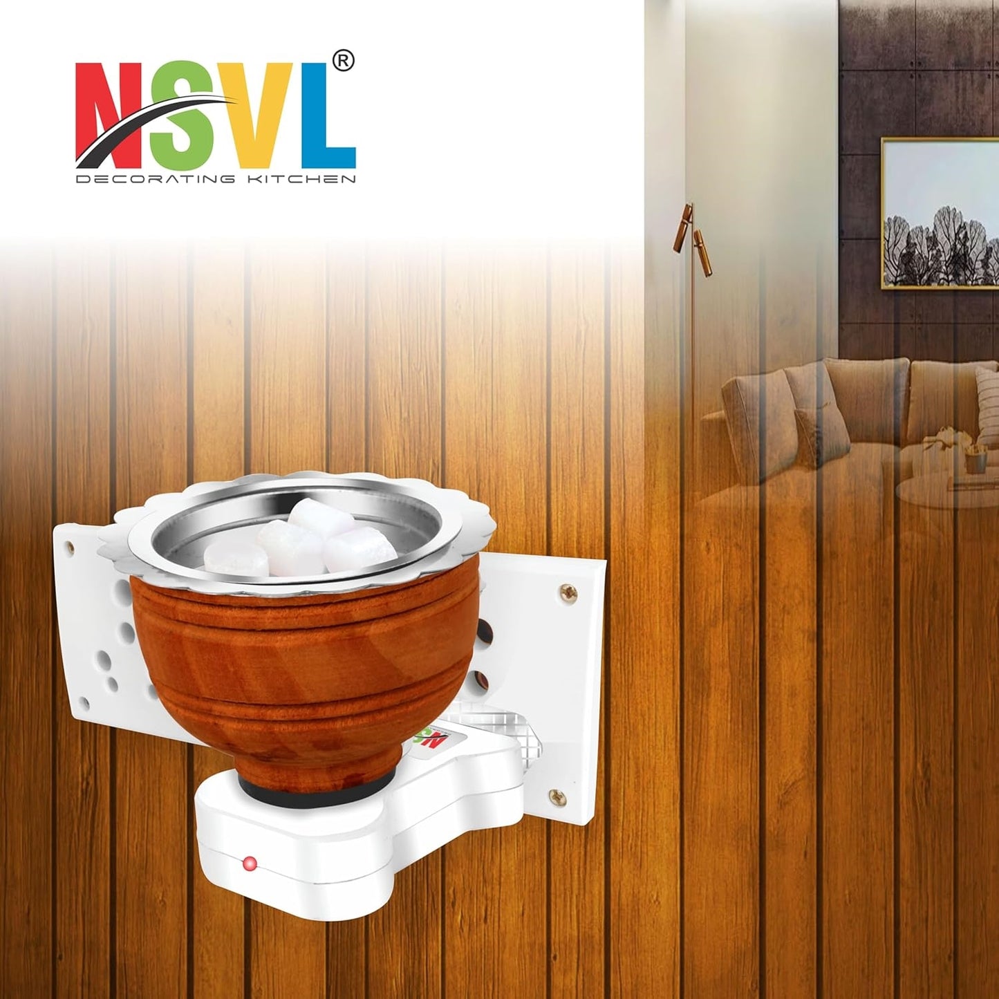 NSVL 2PC Electric Direct Plug-in Wooden Incense Bakhoor Burner Kapoor Dani Camphor Diffuser for Fragrance Positive Energy Pooja, Incense Burner, Bakhoor dani