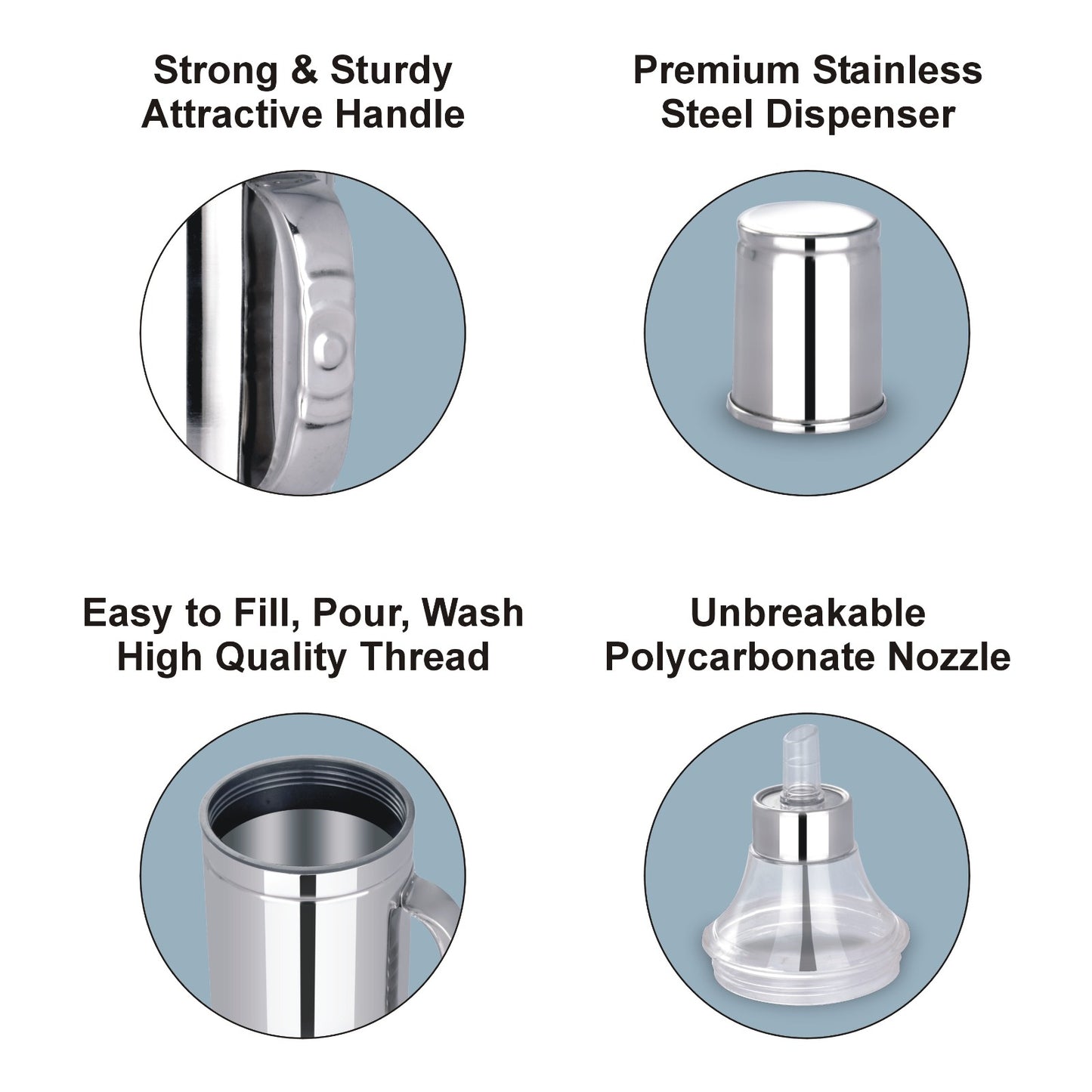 Nsvl Deluxe Stainless Steel Oil Dispenser with Nozzle | Oil Container | Oil Pourer | Oil Pot | Oil Can| Oil Bottle with Handle