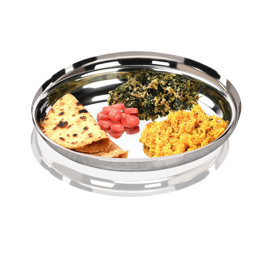 Nsvl Stainless Steel Apple Shape Heavy Gauge Dinner Plates,Premium Dinner Plate with Mirror Finish, 29.5 cm