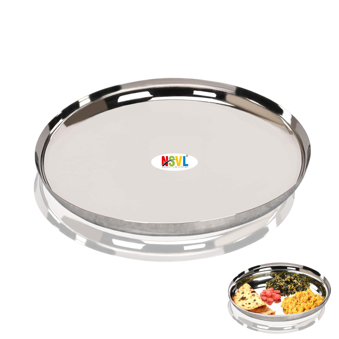 Nsvl Stainless Steel Apple Shape Heavy Gauge Dinner Plates,Premium Dinner Plate with Mirror Finish, 29.5 cm