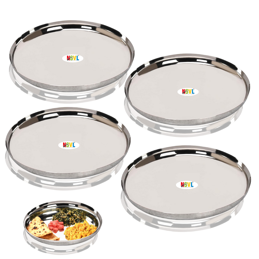 Nsvl Stainless Steel Apple Shape Heavy Gauge Dinner Plates,Premium Dinner Plate with Mirror Finish, 29.5 cm