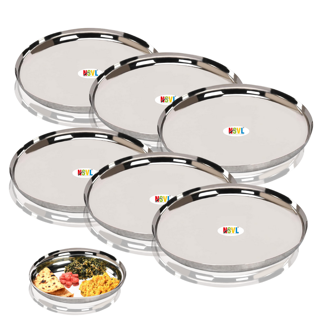 Nsvl Stainless Steel Apple Shape Heavy Gauge Dinner Plates,Premium Dinner Plate with Mirror Finish, 29.5 cm