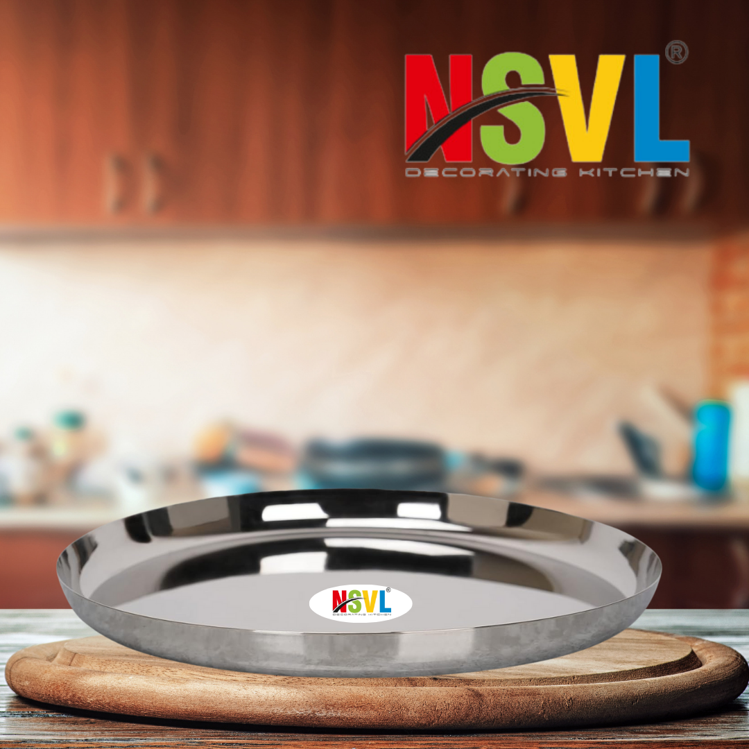Nsvl Stainless Steel Apple Shape Heavy Gauge Dinner Plates,Premium Dinner Plate with Mirror Finish, 29.5 cm