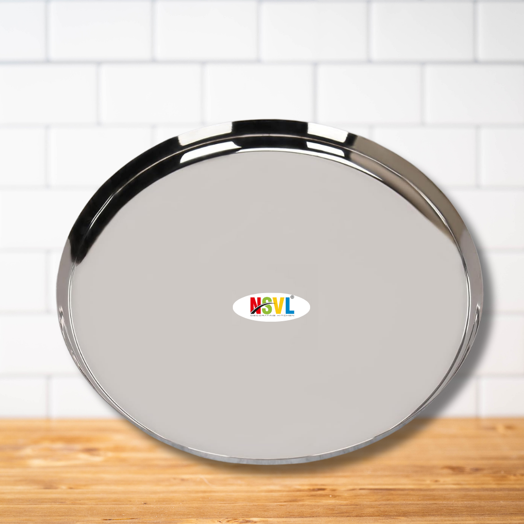 Nsvl Stainless Steel Apple Shape Heavy Gauge Dinner Plates,Premium Dinner Plate with Mirror Finish, 29.5 cm