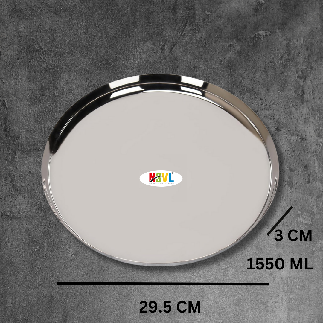 Nsvl Stainless Steel Apple Shape Heavy Gauge Dinner Plates,Premium Dinner Plate with Mirror Finish, 29.5 cm