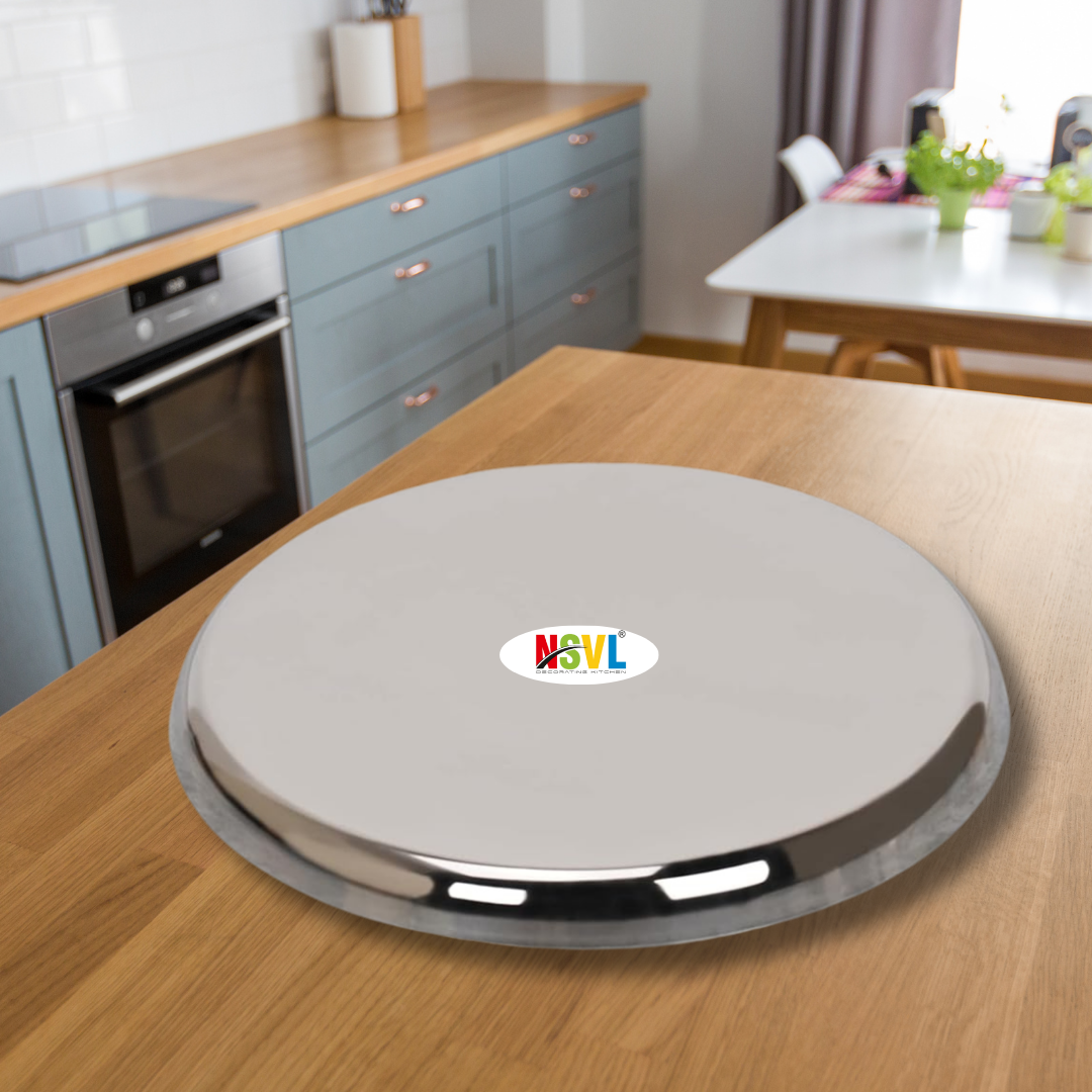 Nsvl Stainless Steel Apple Shape Heavy Gauge Dinner Plates,Premium Dinner Plate with Mirror Finish, 29.5 cm