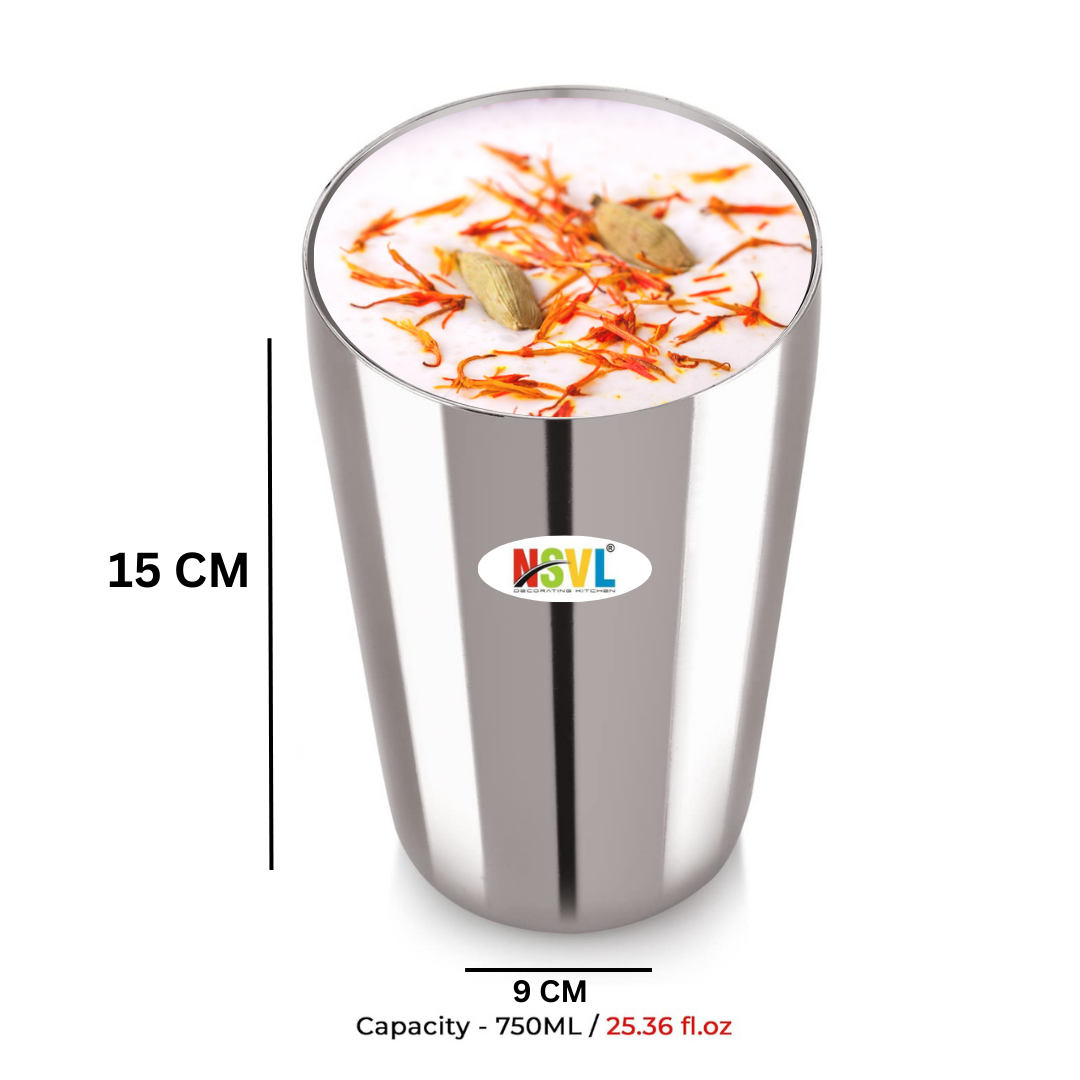 Nsvl Premium Stainless Steel Lassi Glass - 750 ml | Durable and Rust-Resistant | Perfect for Lassi, Milkshakes, and Beverages