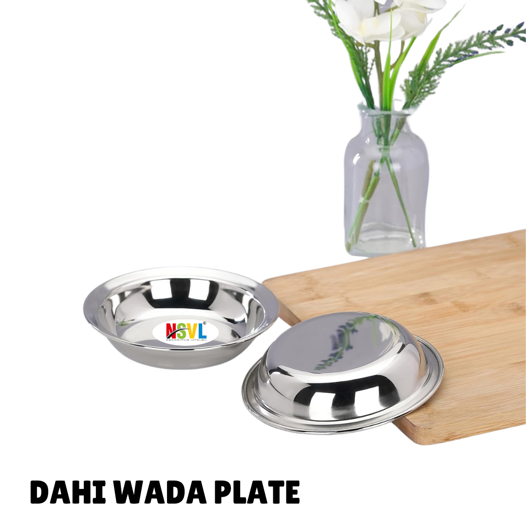 Nsvl Stainless Steel Multi Utility Serving Plates, 14.5 cm Diameter , Dahi Wada Plate