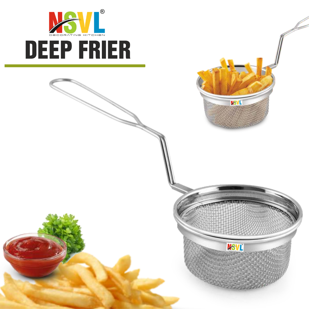 Nsvl Stainless Steel French Fries Basket, Potatoes Chips Mesh Food Stainer, Suitable for Kitchen Restaurant Party Barbecue Strainer Baskets