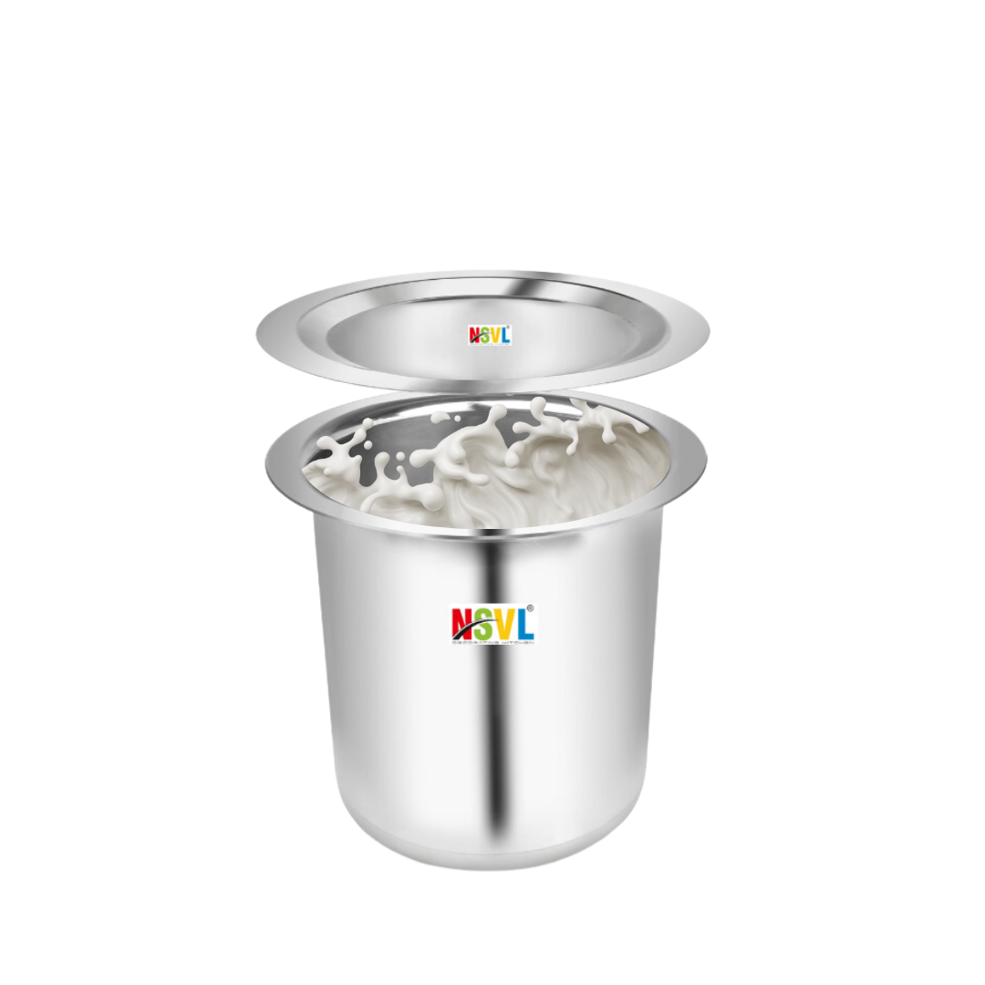 NSVL Stainless Steel Milk Pot with Lid | Steel Milk Boiler Container | Milk Boiling Vessel Gunj for Kitchen (1500 ML)