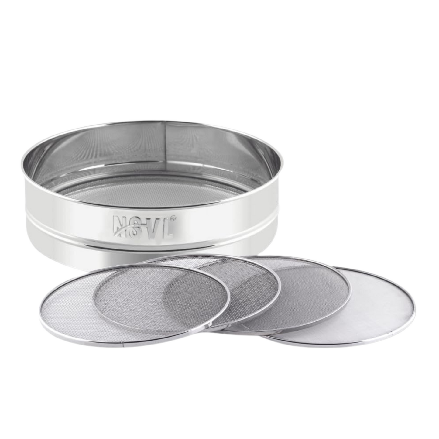 Nsvl Lite Stainless Steel 4 in 1 Interchangeable Sieve/Chalni 1 Unit | Set of 5 | Silver | Gehu/Flour/Atta/Maida Chalni/Spices/Food Strainers