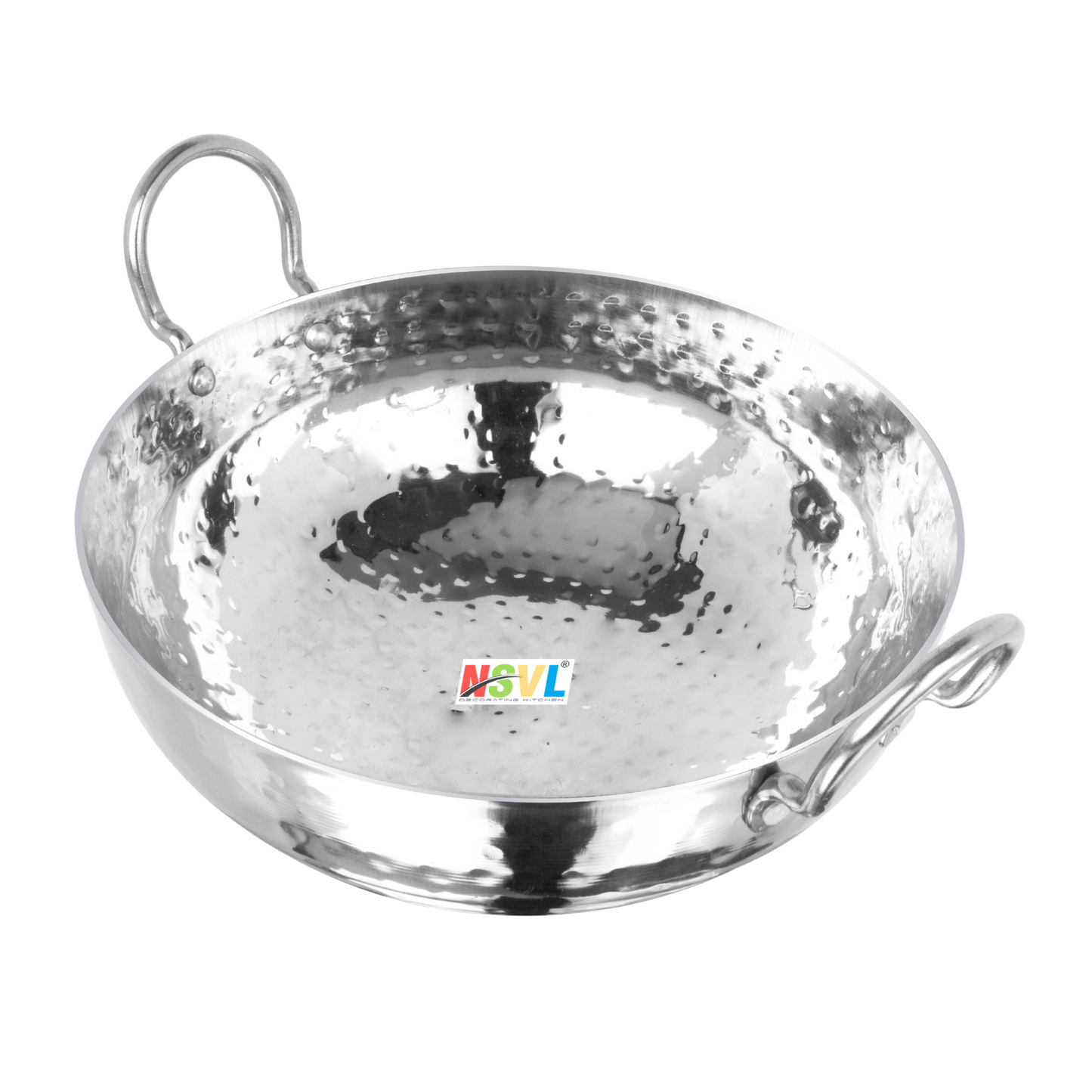 NSVL Stainless Steel Hammered Tasla/Heavy Bottom Cookware/Kadhai/Kadai for Kitchen/Utensils for Cooking, Deep Frying