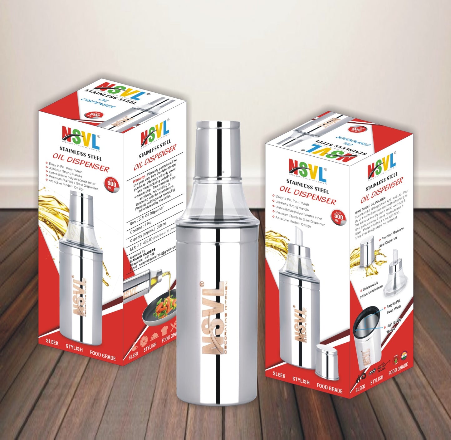 Nsvl Stainless Steel Oil Dispenser | Oil Container | Oil Pourer | Oil Pot | Oil Can| Oil Bottle