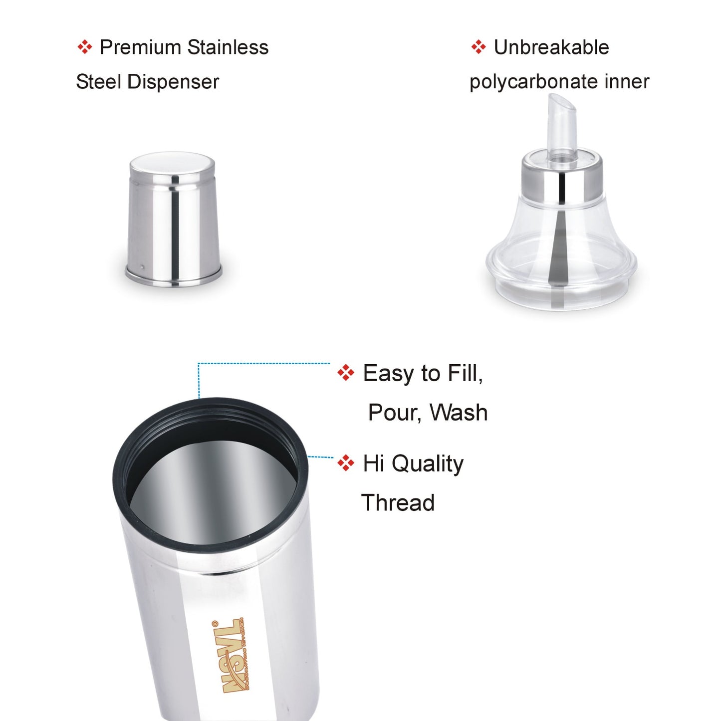 Nsvl Stainless Steel Oil Dispenser | Oil Container | Oil Pourer | Oil Pot | Oil Can| Oil Bottle