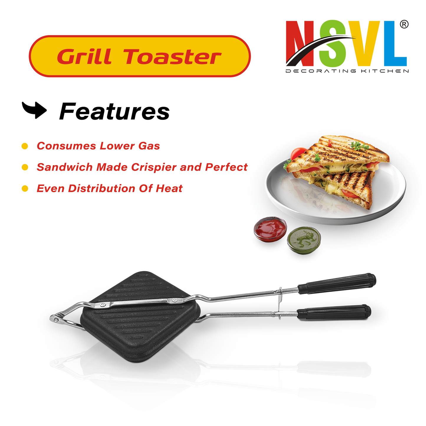 NSVL Gas Stove Griller Bread And Sandwich Maker, Sandwich Toaster, Sandwich Maker Nonstick,Sandwich Maker Pan,Toaster,Grill Sandwich Maker,Grill Sandwich Toaster (GRILL TOASTER)
