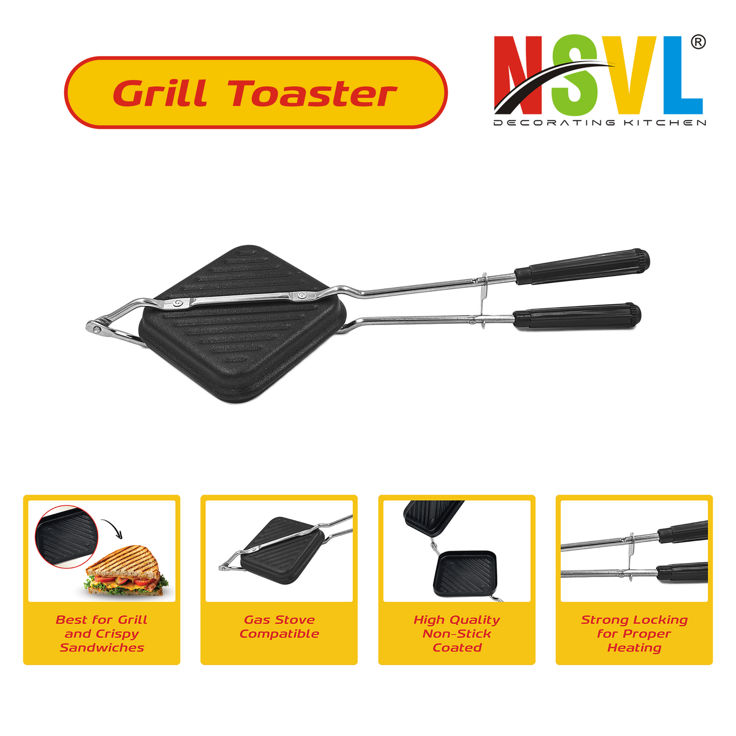 NSVL Gas Stove Griller Bread And Sandwich Maker, Sandwich Toaster, Sandwich Maker Nonstick,Sandwich Maker Pan,Toaster,Grill Sandwich Maker,Grill Sandwich Toaster (GRILL TOASTER)