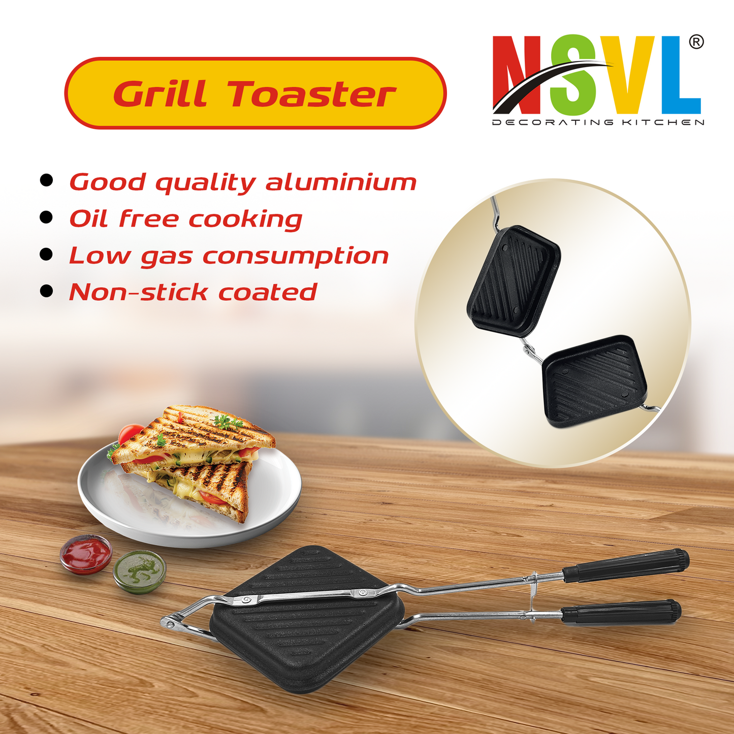 NSVL Gas Stove Griller Bread And Sandwich Maker, Sandwich Toaster, Sandwich Maker Nonstick,Sandwich Maker Pan,Toaster,Grill Sandwich Maker,Grill Sandwich Toaster (GRILL TOASTER)