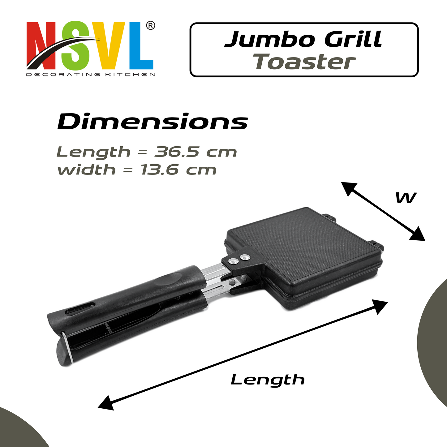 NSVL Non-stick Jumbo Grill Gas Toaster Premium Big Bread Toaster, Sandwich Maker Griller with bakelite Handles and Spatter, Gas Stove Toaster(Aluminium, Black)