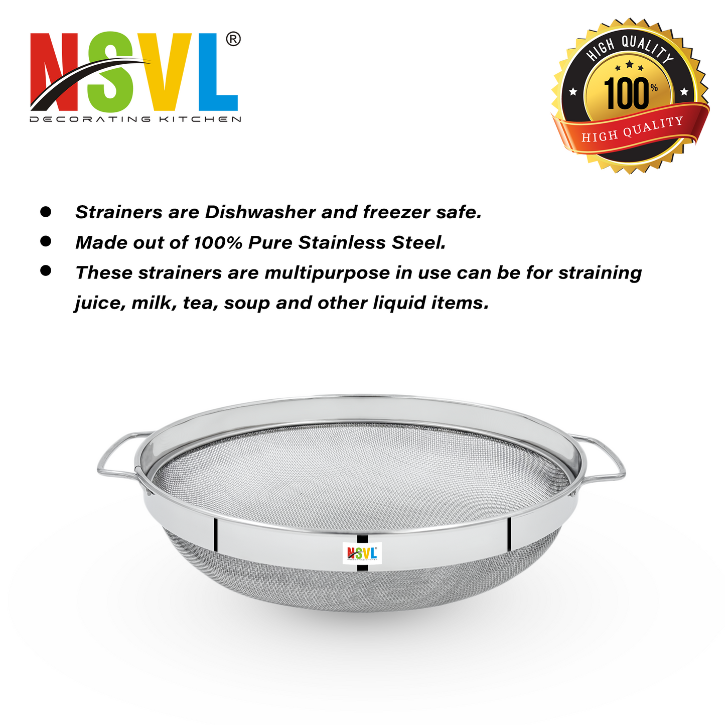 NSVL Stainless Steel Puran Jali Big /Chalani/Strainer | Mesh for Sieving and Pulping of Food Grain and Mango