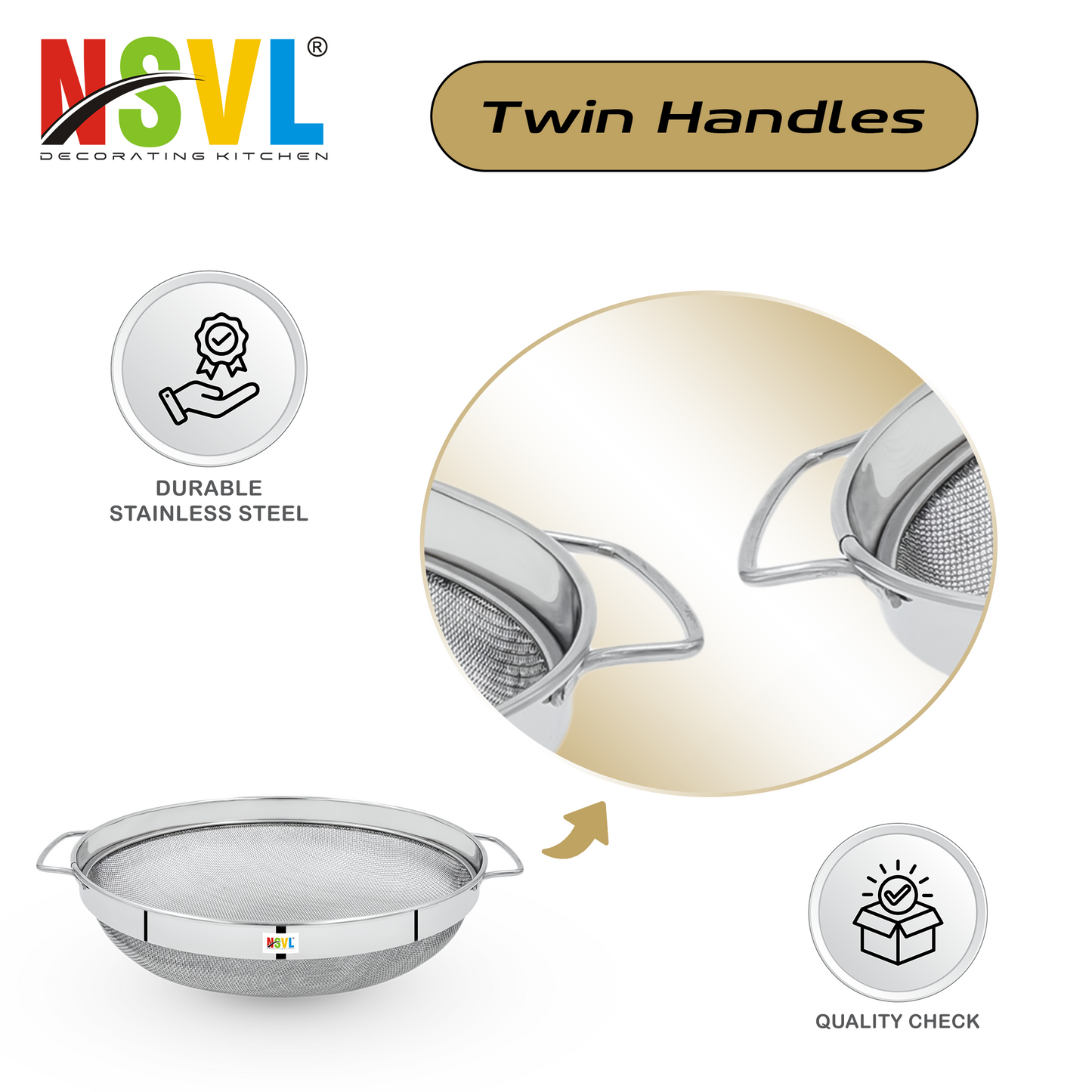 NSVL Stainless Steel Puran Jali Big /Chalani/Strainer | Mesh for Sieving and Pulping of Food Grain and Mango