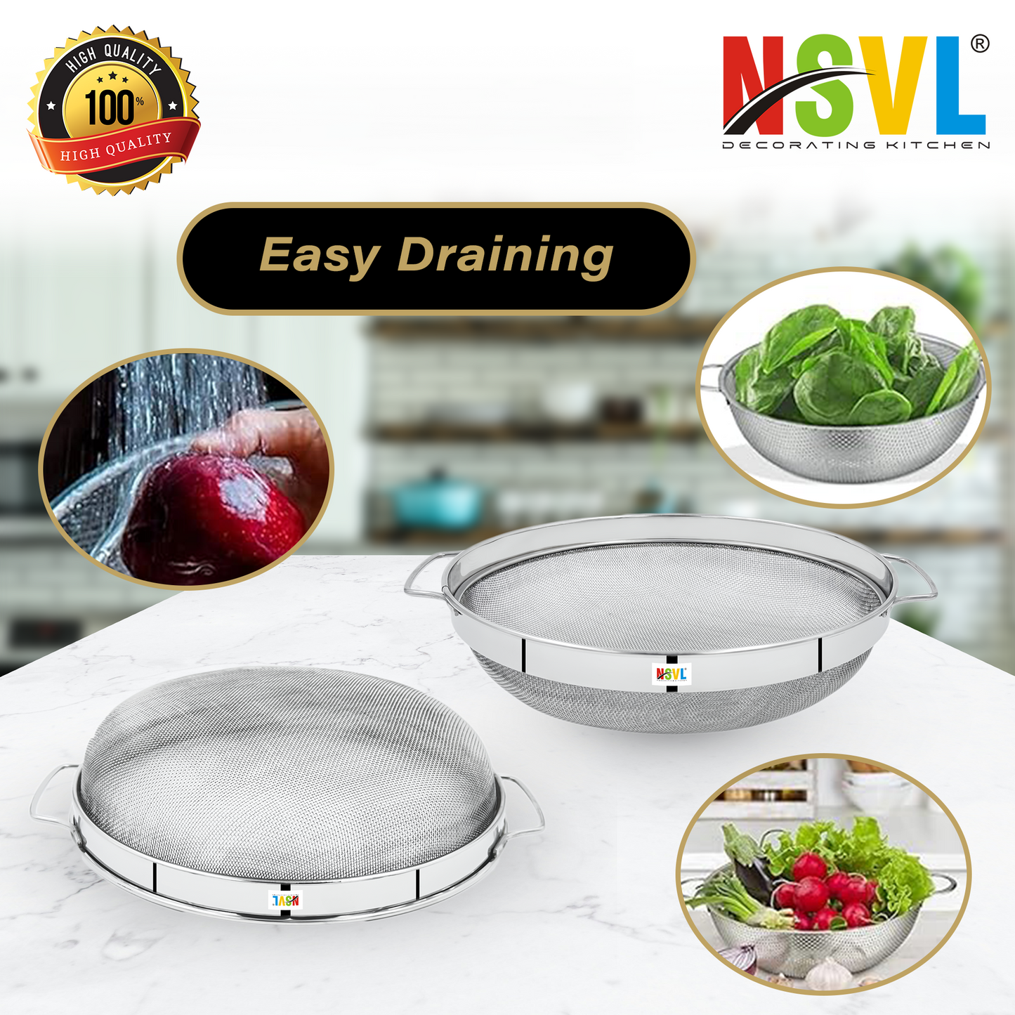 NSVL Stainless Steel Puran Jali Big /Chalani/Strainer | Mesh for Sieving and Pulping of Food Grain and Mango