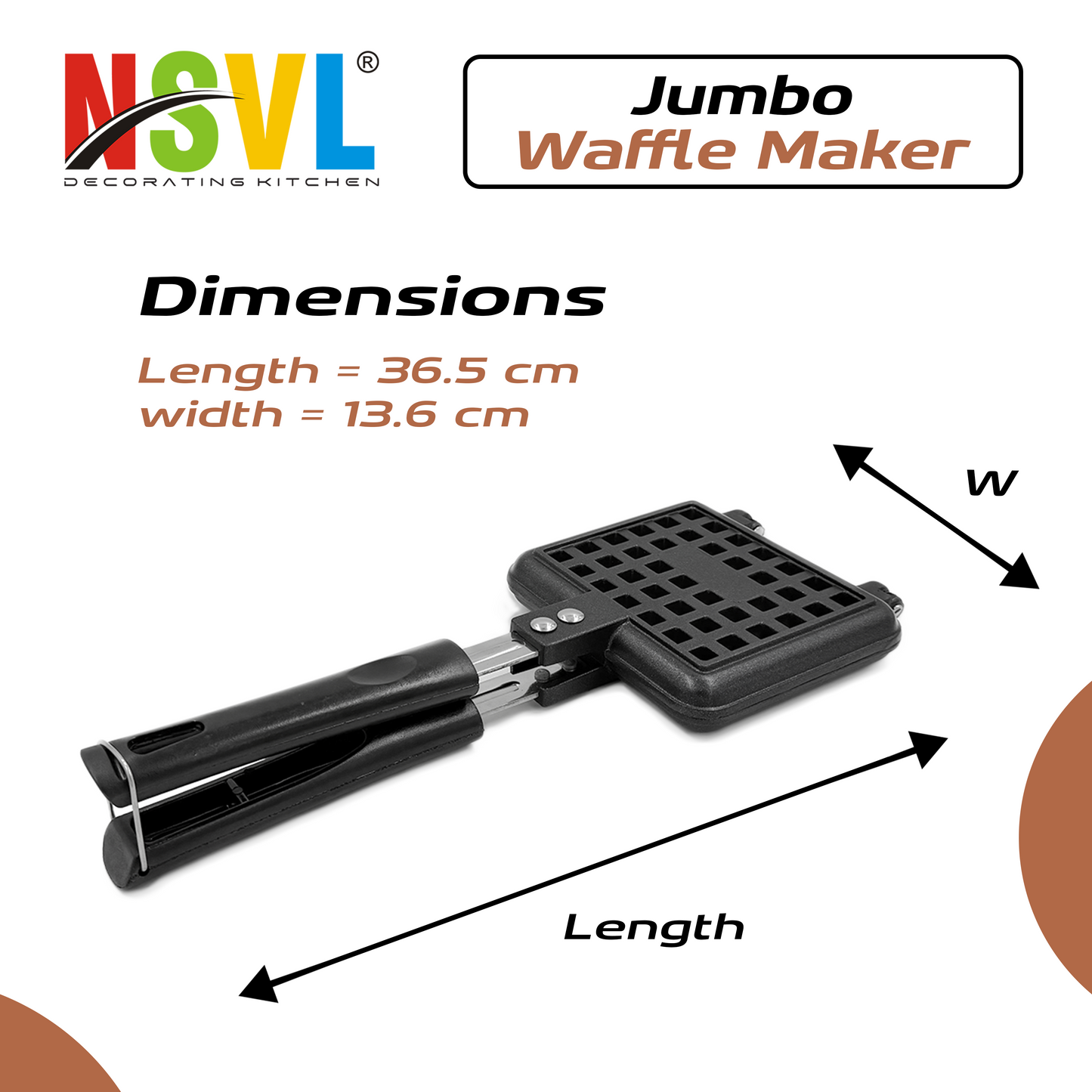 NSVL Die Cast Aluminium Non Stick Waffle Maker | Waffle Pan Cake Maker Machine |Gas Base | 3 Layer Coating | Scratch Proof