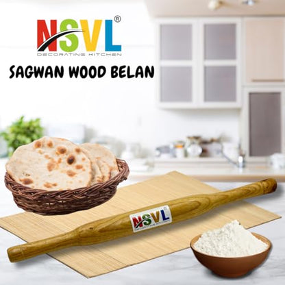 NSVL Wooden Roti Roller Belan Large (Sagwan Wood Belan)