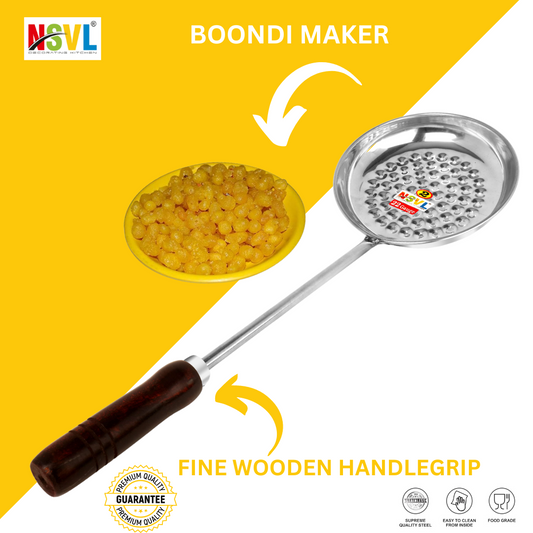 Nsvl Boondi Maker High Quality Stainless Steel |Boondi Jhara For Boondi Raita And Boondi Laddu Sweets With Wooden Handle