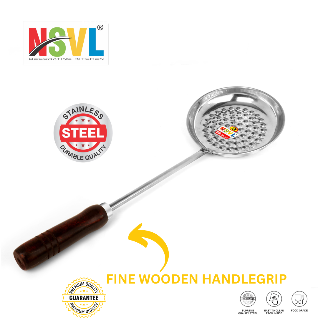 Nsvl Boondi Maker High Quality Stainless Steel |Boondi Jhara For Boondi Raita And Boondi Laddu Sweets With Wooden Handle